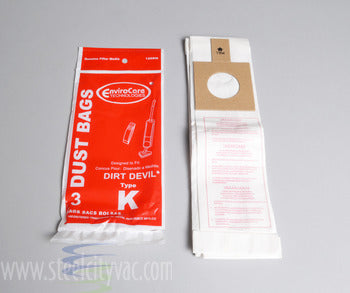PAPER BAGS-DIRT DEVIL,K,3PK,BROOM,ENVIROCARE 120SW 84-2410-09