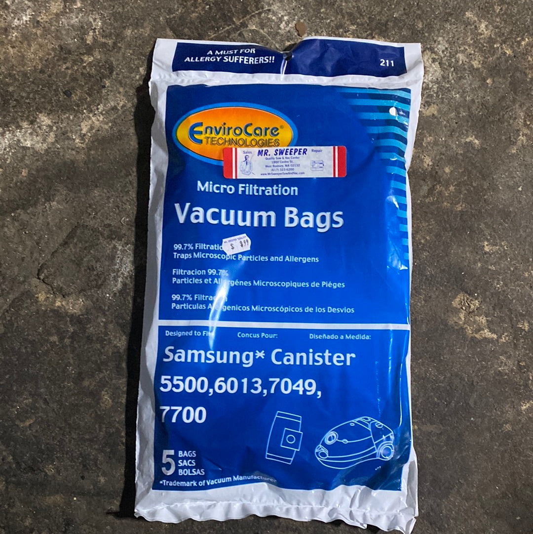 PAPER BAGS-SAMSUNG,5500,6013,7700,CANISTER ENVIROCARE, MICROLINED, 5PK 211