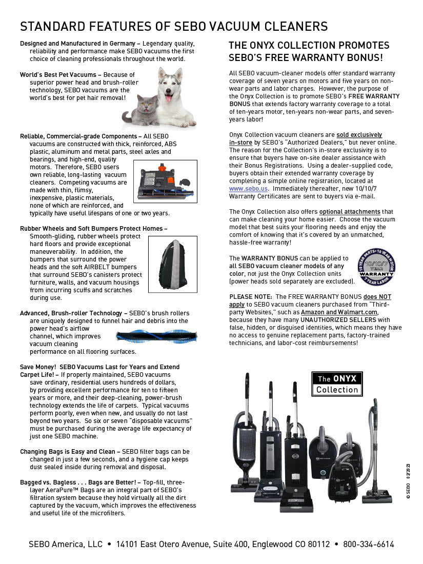 Vhbw 5 Sacchetti In Microfibra Per Aspirapolvere Sebo Airbelt K1, K1 Eco, K1 Family. Sostituisce Sebo 6629ER. Filtro Ad Alta Efficienza, Bianco.