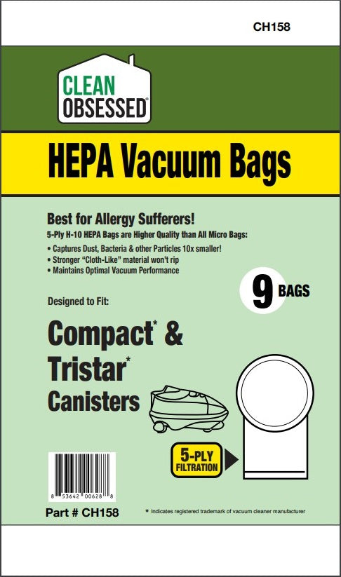 Clean Obsessed Compact/Tristar Bags 9/PK CH158