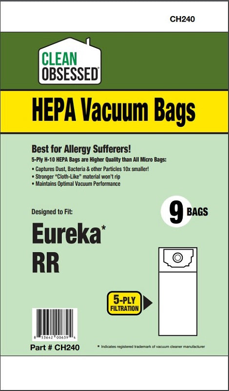 Clean Obsessed Eureka Type RR Bags 9/PK CH240