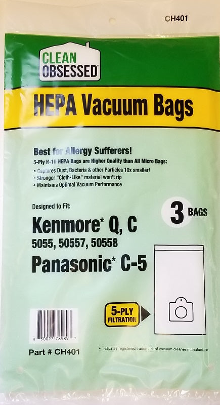 Kenmore 5055, 50558 Type C and Q HEPA Filter Bags, 3/Pk (Pan C-5) CH401