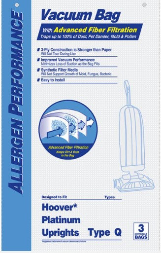 HOOVER TYPE Q DVC PAPER BAGS ALLERGEN 3/PK DVC630