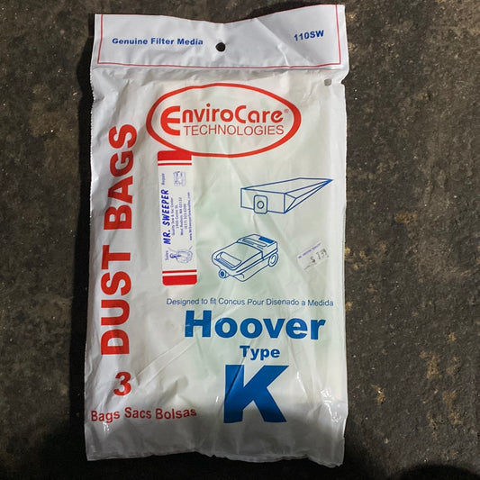 PAPER BAGS-HOOVER,K,3PK,2 PLY,CANISTER ENVIROCARE,REP 110SW
